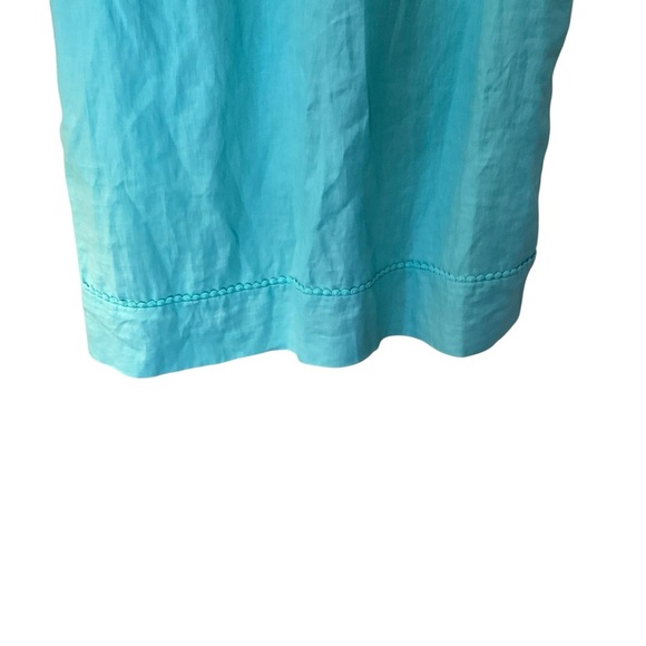 Boden Linen Sleeveless Summer Dress Aqua Blue Size 4L - Picture 5 of 10